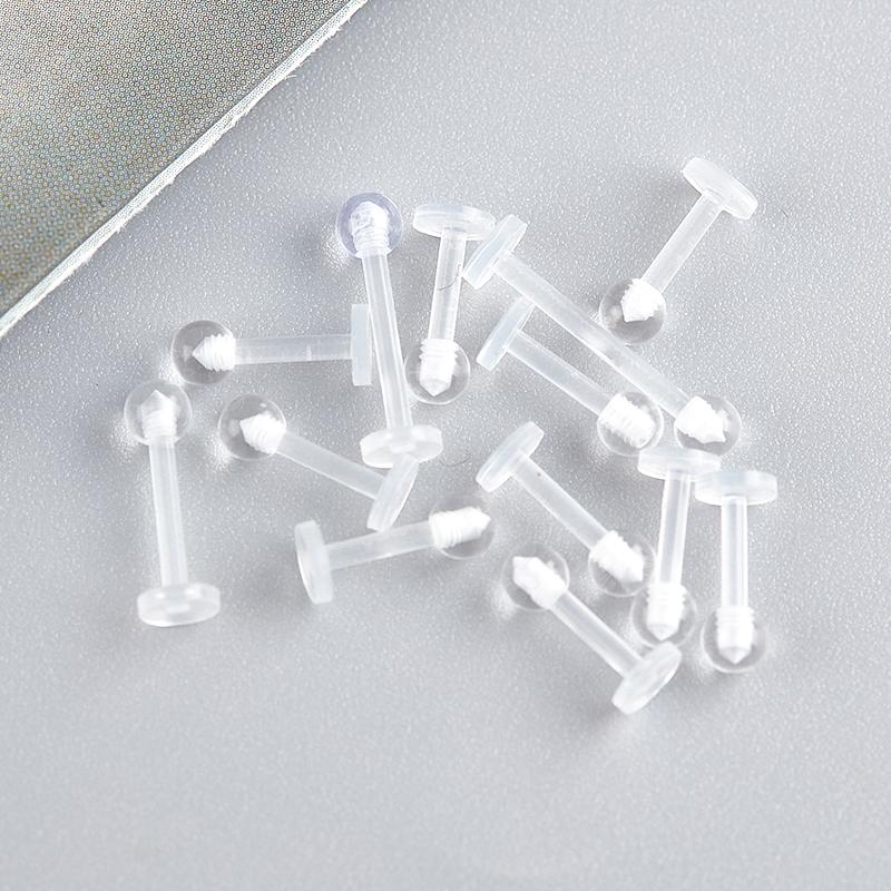 10Pcs Clear Acrylic Lip Stud Piercing Ring Ear Cartilage Earring Bar Tragus