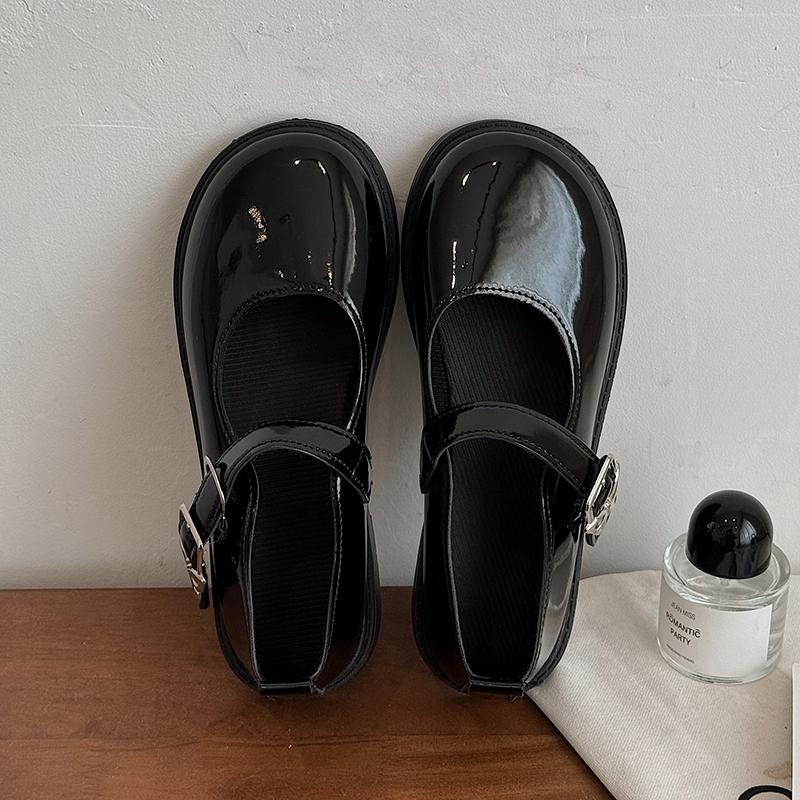 Femme Luxury Black Flat Shoes Women Autumn NewVintage Mary Jane Shoe Student Leather Shoes British Women Shoes Zapatillas