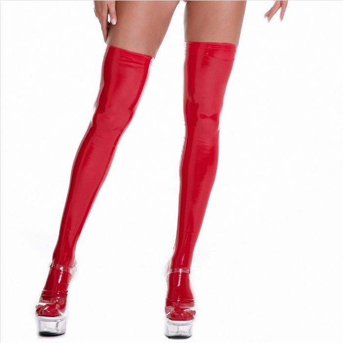 Черные, красные сексуальные латексные высокие гольфы из искусственной кожи с мокрым эффектом, длинные женские гольфы из искусственной кожи, высокие гольфы