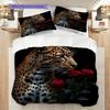 Постельное белье с леопардовым принтом Комплект одеял Покрывало Наволочка Домашний Декор Подарок на День Рождения (1 пододеяльник + 2 наволочки, без наполнителя)