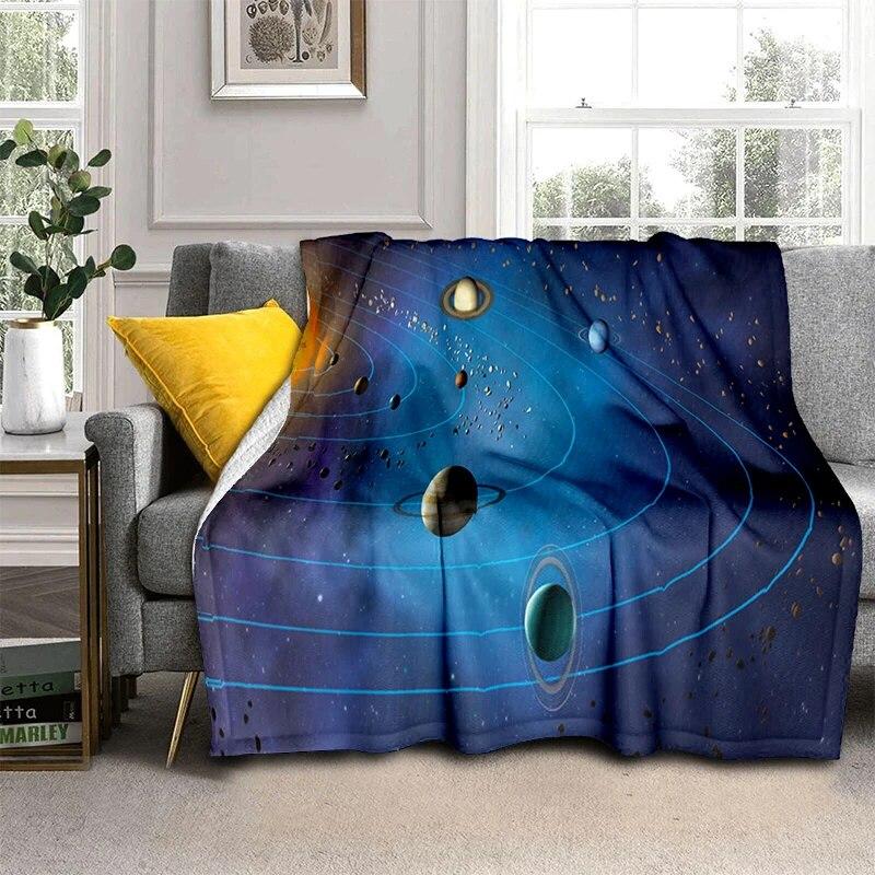 Solar System Soft Plush Sofa Bed Throwing Cartoon Picnic Blankets Modern Flannel Blanket Cover Gedruckt Bettdecke Geschenk