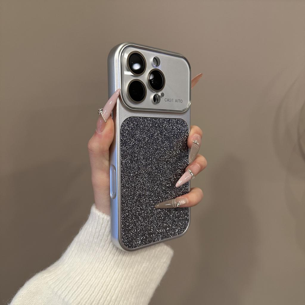 Блестящий Лазерный Чехол с Блестками для Защиты Камеры iPhone 17 16 15 14 Pro Max 13 Ударопрочный Сверкающий INS Милый Девичий Женский Чехол
