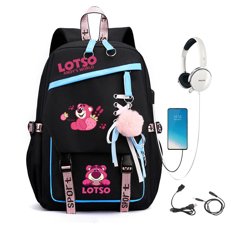 Sweet Strawberry Bear Children'S Backpack Lightweight Ridge Protection Large Capacity Primary And Secondary School Student Burden Reduction School Bag