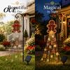 Decorative Solar Lawn Ornaments Gingerbread Garden Light, Waterproof Outdoor Yard Light with Warm Christmas Decorations for Beds Waterfall LED,