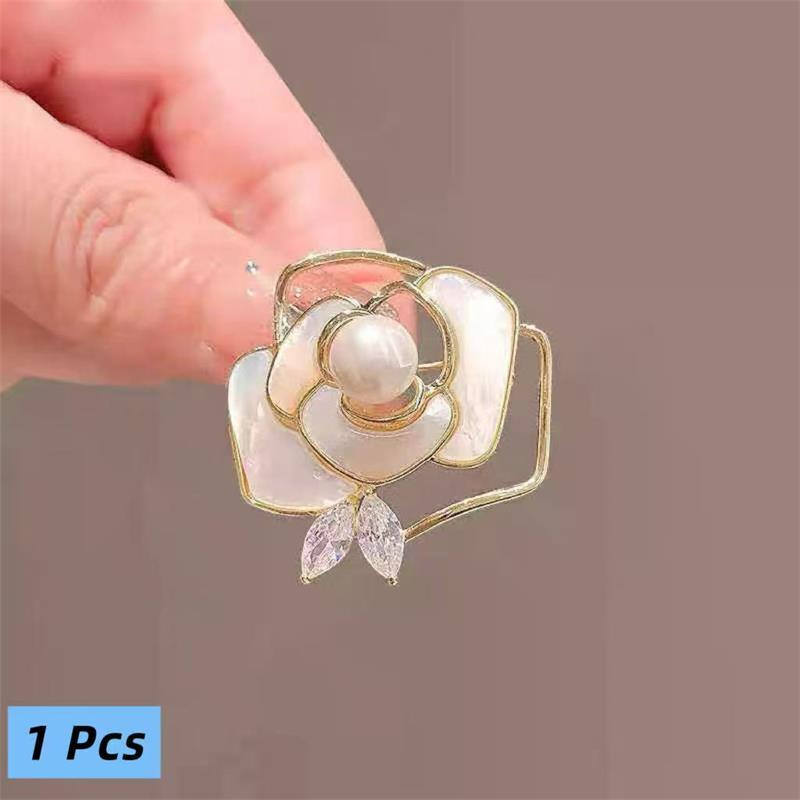 1/2 шт. Брошь-значок с камелией и жемчугом, Траурная похоронная корсажная булавка, Высококлассная французская элегантная одежда, Аксессуары для шарфа, Брошь-подарок