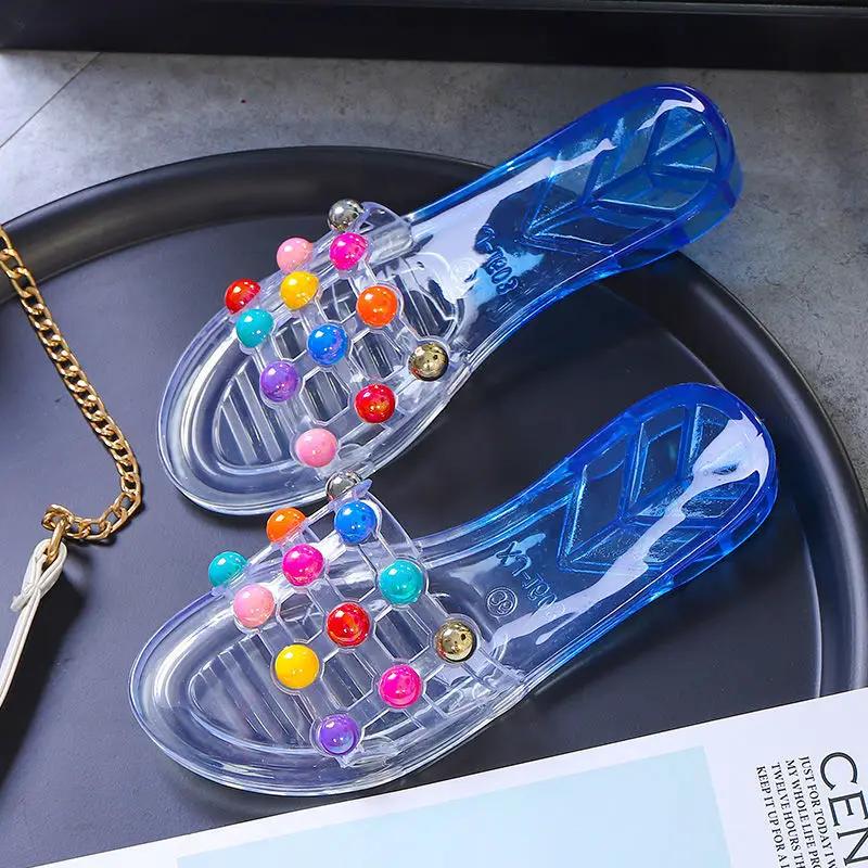 Fashion Clear Living Room Women's Slippers and Ladies Sandals Jelly Transparent Shoes Indoor Slides Home House Summer Footwear Pvc Vip