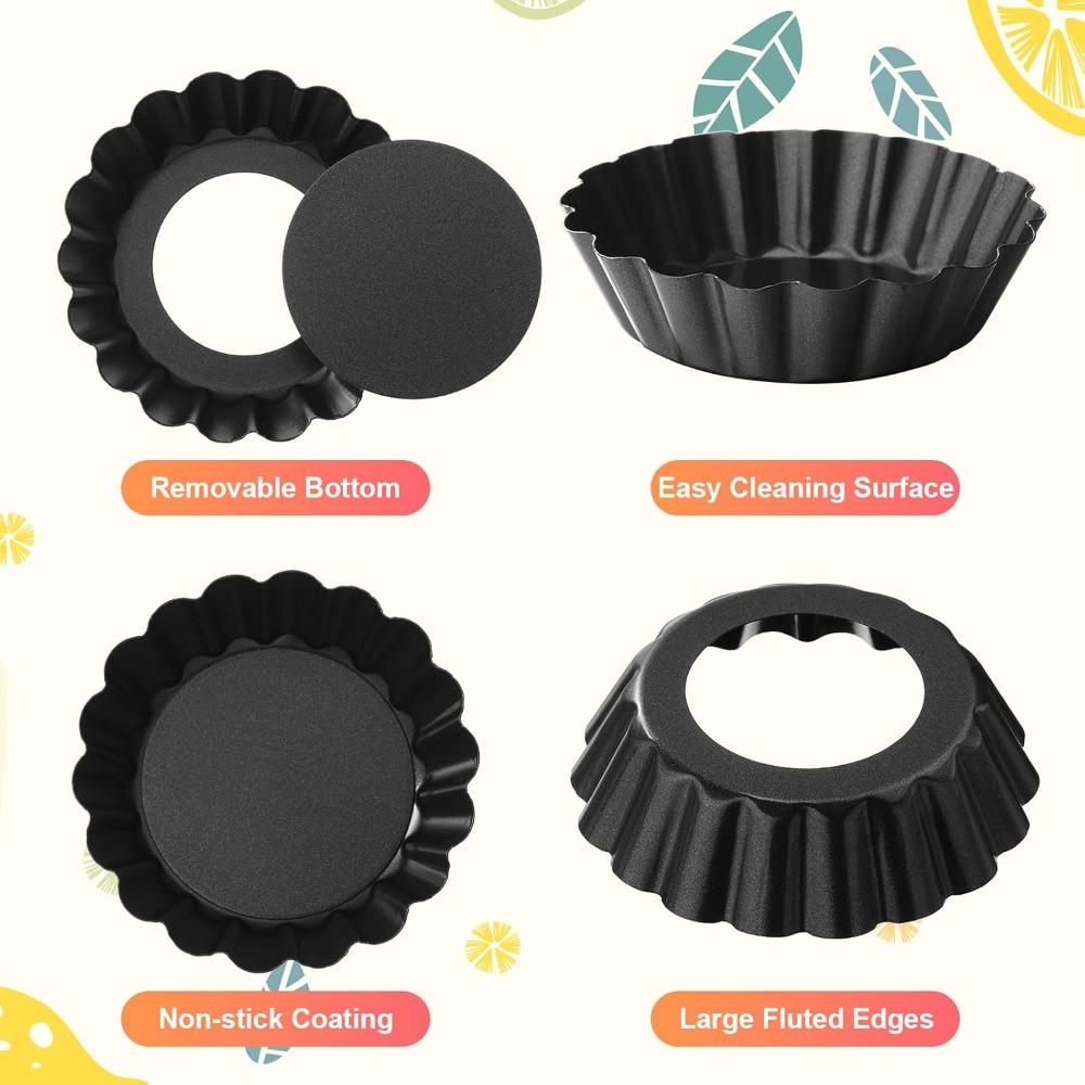 Мини-формочки для тартов 8 см Формочки для яичных тартов со съемным дном Антипригарные маленькие гофрированные формочки для кексов Форма для тартов, киша для пирогов