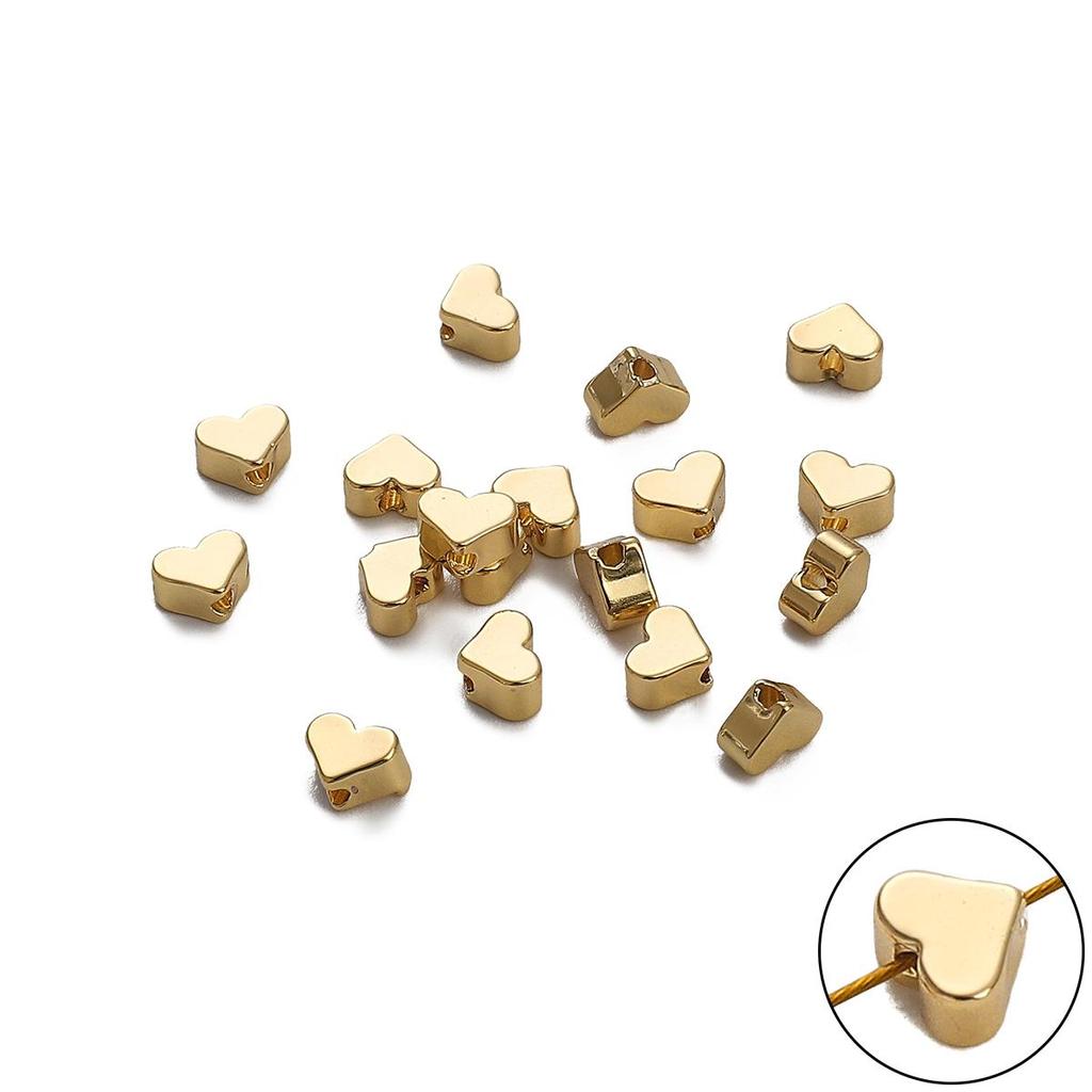 10pcs Copper Heart Beads Charm for Bracelet Earring Necklace DIY Jewelry Making