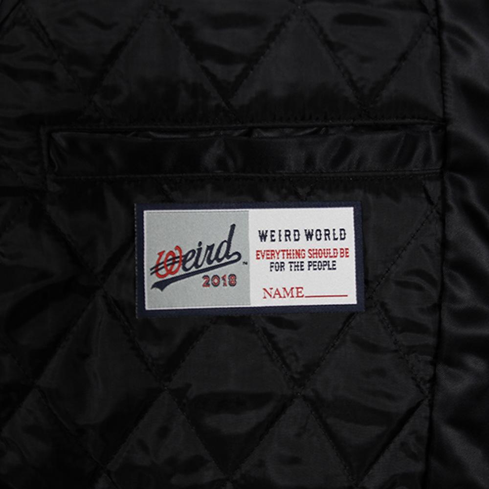 Weirdworld 90S Satin Varsity Jacket Black