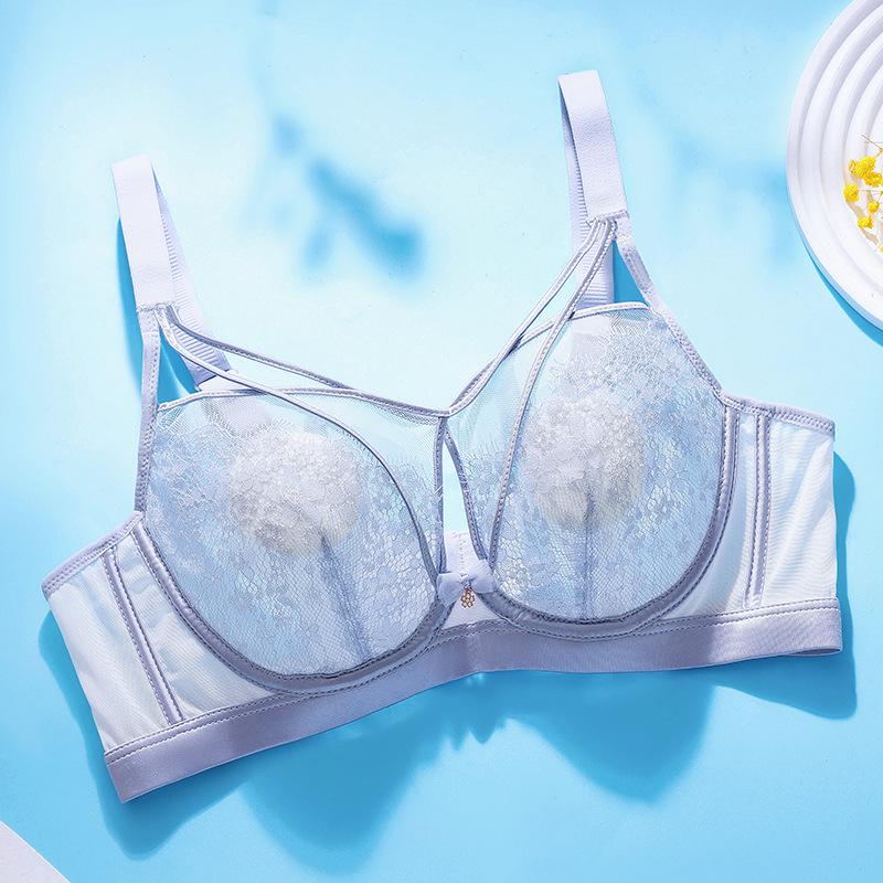 Ультратонкий бюстгальтер на косточках из французского кружева: Сексуальный сетчатый минимайзер для большой груди, регулируемый для летнего комфорта