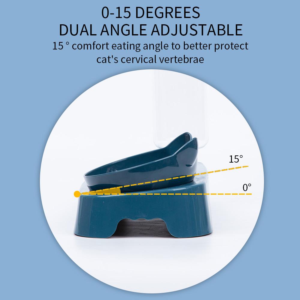 Принадлежности для домашних животных Автоматический питьевой фонтанчик Миска для кошачьей еды Кормушка Контейнер для хранения Защита шеи Нескользящая Двойной регулируемый угол