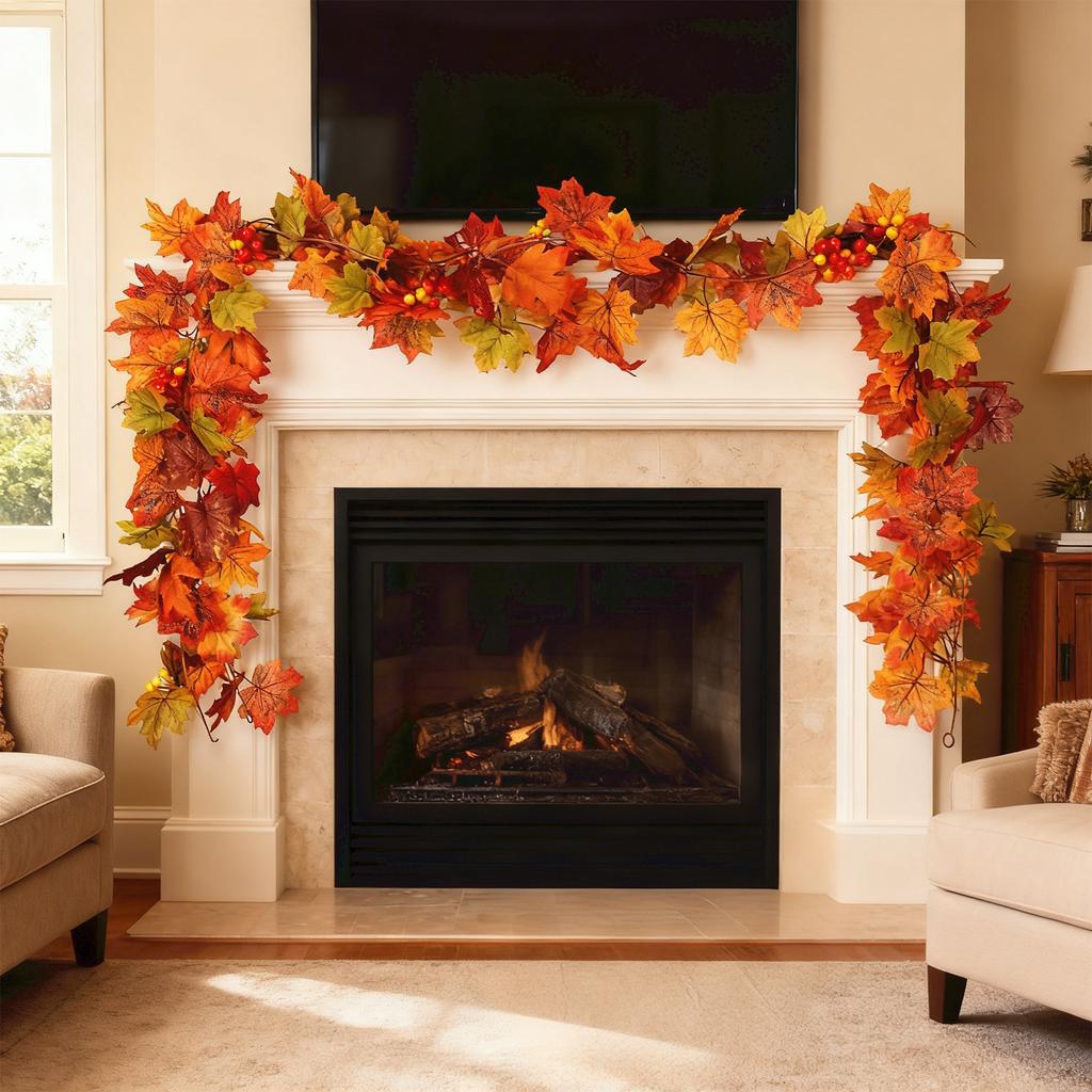 Wreath Maple Leaf Wreath Maple Leaf Wreath Hanging Vine Wreath Artificial Leaf Wreath Thanksgiving Decoration