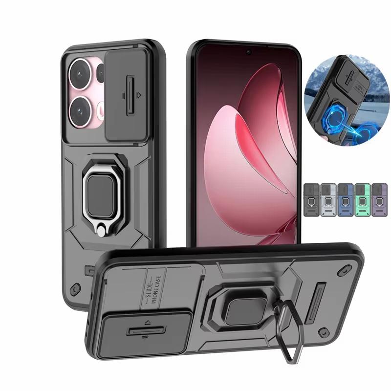 For OPPO Reno 13 Pro 5G Case Slide Lens Protect Shockproof Armor Phone Cases For OPPO Reno13 Pro Reno13Pro Ring Holder Cover