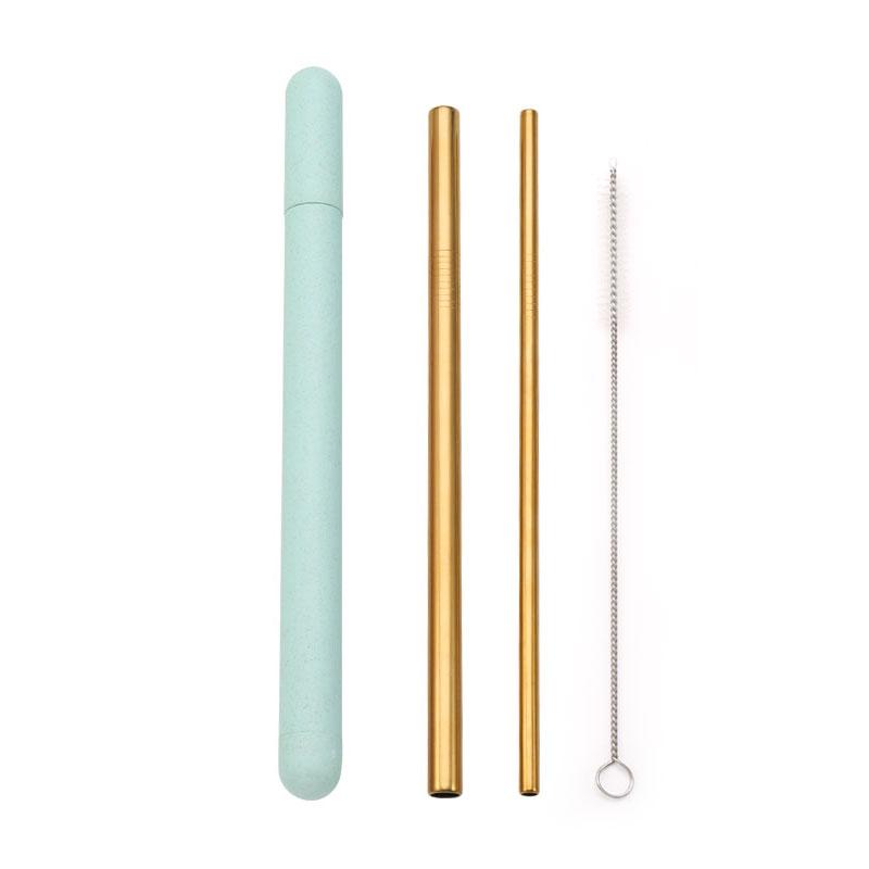 Портативный набор соломинок Креативный набор соломинок из нержавеющей стали 304 Ящик для хранения пшеничной соломы для кемпинга, пикника, путешествий, пылезащитная питьевая соломинка