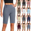 Женские укороченные брюки, Эластичные тренировочные брюки для йоги длиной до колена, Повседневные эластичные брюки с карманами, Брюки для бега
