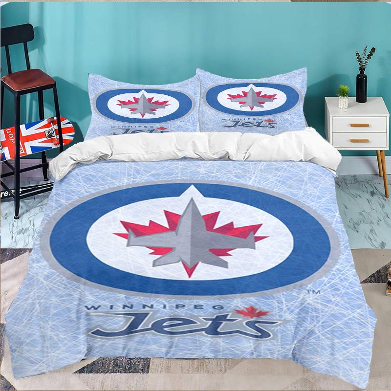 Jets Hockey Team 3PCS Bedding set,Ideal for 1pc Duvet Cover And 2pcs Pillowcases Perfect for Fan gift,Ideal for Bedroom, Dormitory