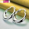 925 Sterling Silver Circle Smooth U Shape Big Hoop Earrings Jewelry