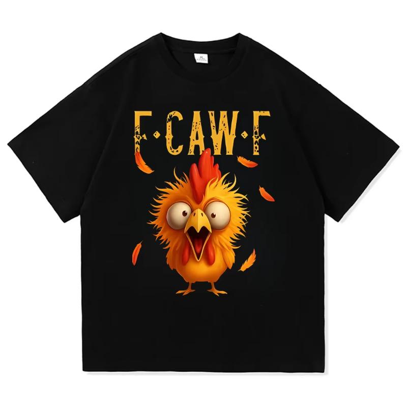 Смешная футболка F Caw F Chicken FCAWF Chicken Женская Мужская Оверсайз Y2k Футболка с круглым вырезом и коротким рукавом Идея для подарка Одежда