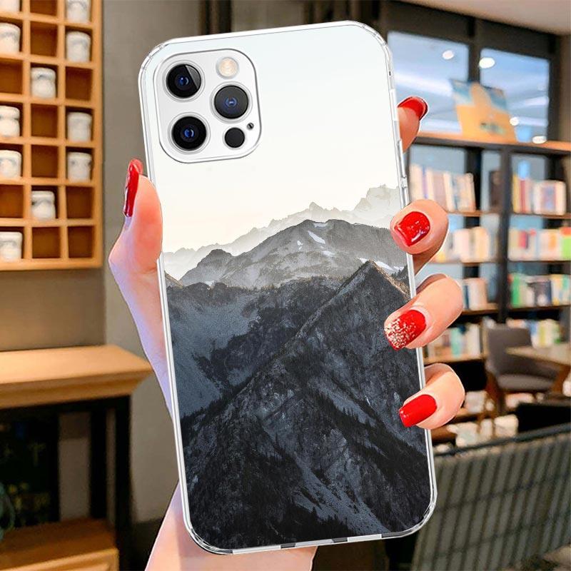 Landscape Winter Light Snow Cover Phone Case For iPhone 16 17 Air 15 14 Pro Max 16E Phone Case 13 Mini 12 11 7 SE 8 Print Patter