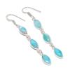Natural Larimar Gemstone Handmade 925 Sterling Silver Earring 2.76" Z1g29