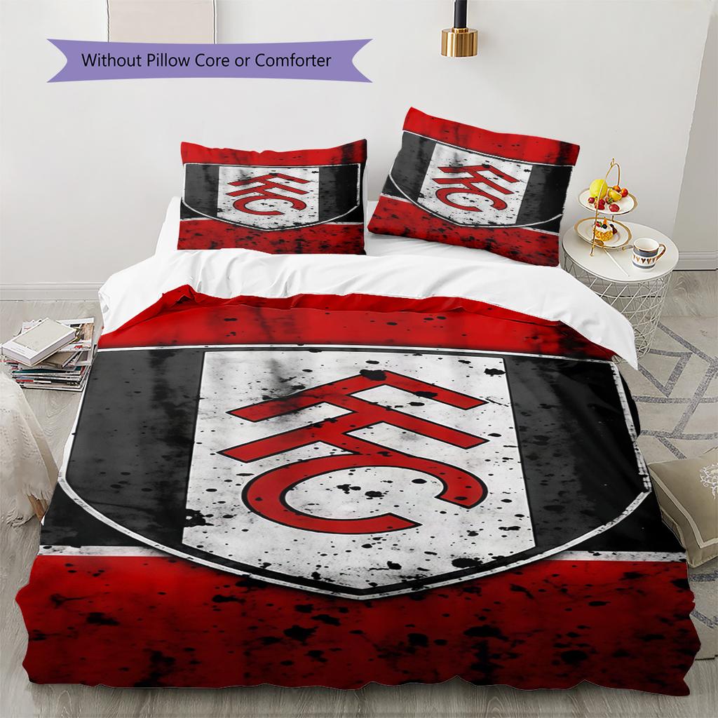 Fulham F.C Pattern Bedding Quilt Set Quilt Cover Pillowcase Home Decoration Birthday Gift (1 * duvet cover + 2 * pillowcase, without core)