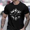 XXS-6XL Plus Size Men's T-shirt Pullover Summer Casual Loose Mountain Peak Pattern Round Neck Short Sleeved Men's Tops Clothing