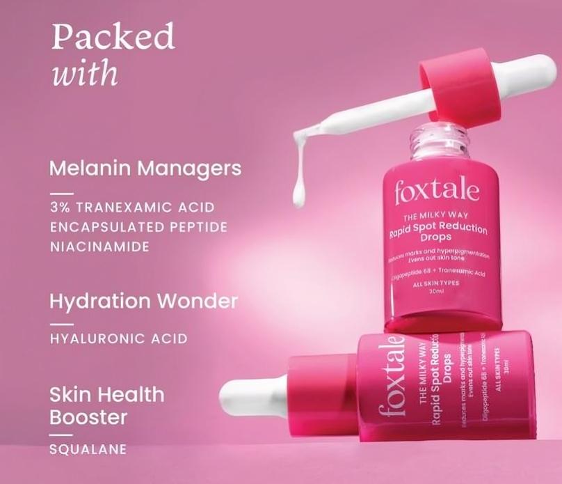 Foxtale 3% Tranexamic Acid Face Serum with Peptides & Niacinamide for Hyperpigmentation, Reduces Marks & Dark Spots