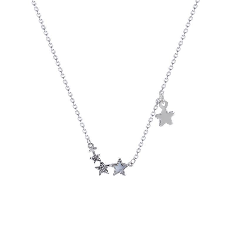 Ожерелье Sweet Temperament с микро-инкрустацией цирконием и звездой: Легкая роскошная цепочка Galaxy Clavicle для женщин