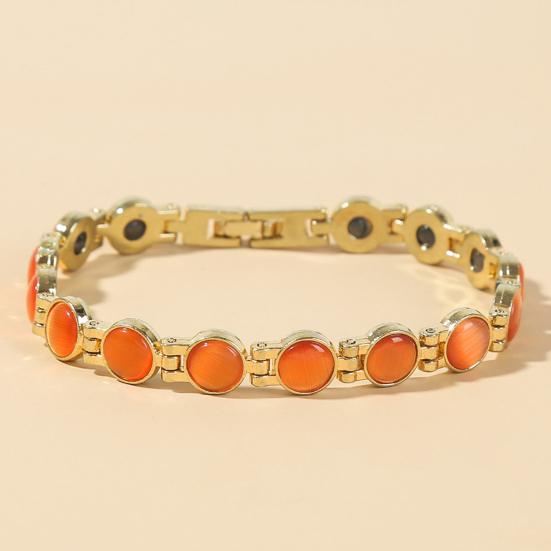 Браслет для магнитной терапии, позолоченный, снимает усталость, ювелирные изделия, блестящий камень «кошачий глаз»