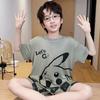 Boys Pajamas Set Short Sleeve Modal Cotton Sleepwear Teens Lightweight Breathable Home Wear