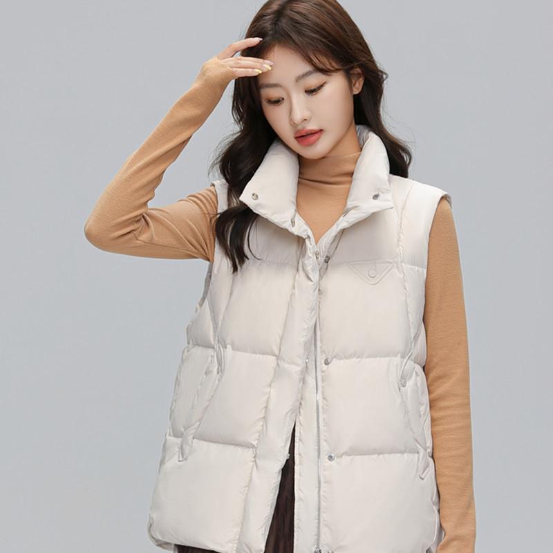 Down jacket women's new stand-up collar down vest vest in autumn and winter 2024 90 white duck down loose coat tide