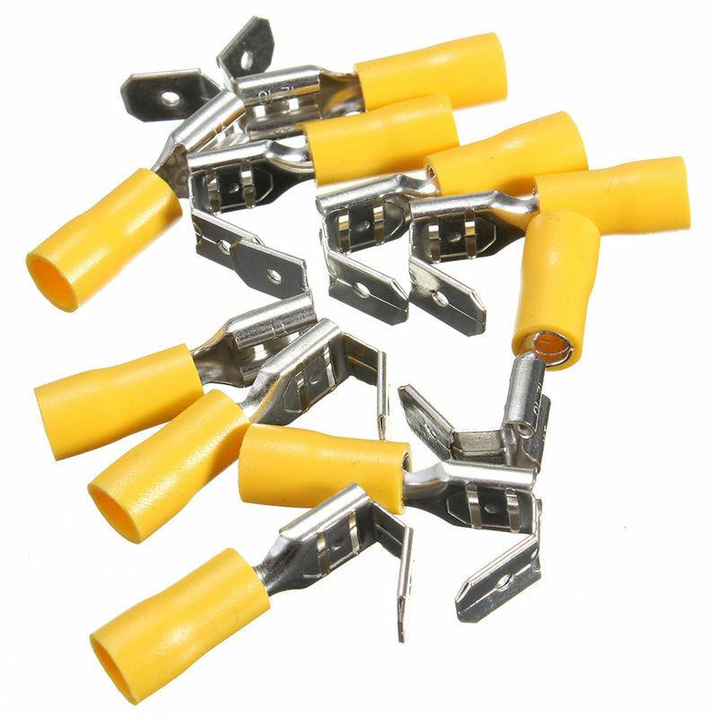 25 шт. плоские соединительные втулки с изолированными ответвленными кабельными наконечниками для плоских соединителей 0,5–6 мм²