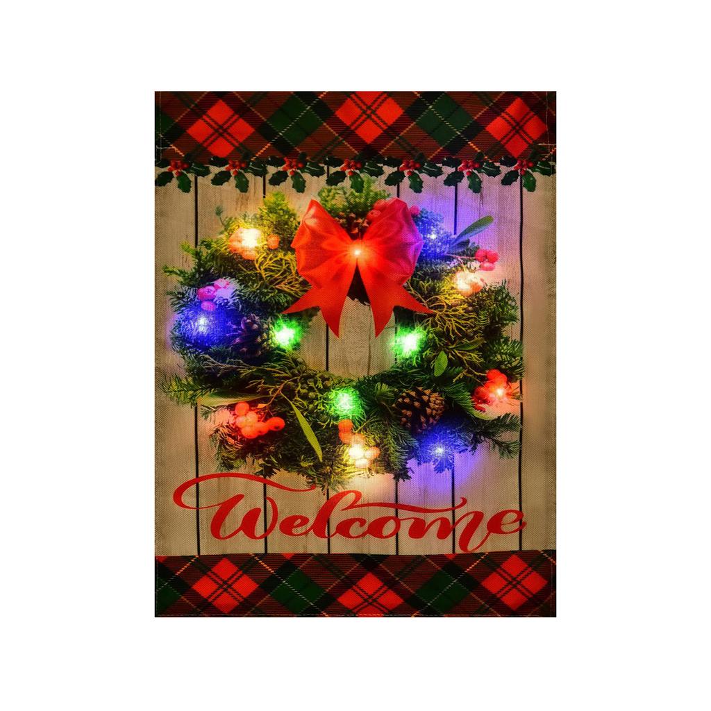 Солнечный светодиодный приветственный рождественский садовый флаг, двухсторонний, рождественские огни, украшение двора, наружного домашнего небольшого украшения, зимний праздник