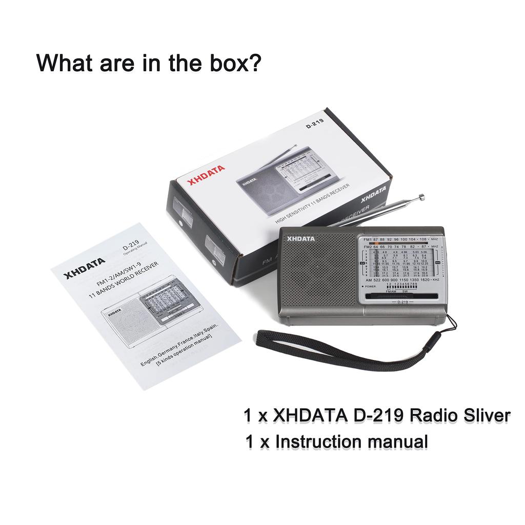 XHDATA D219 Маленький портативный радиоприемник Коротковолновый радиоприемник FM AM SW Wide FM Совместимый с радиостанцией по предотвращению стихийных бедствий 11-полосный стерео высокой чувствительности DSP Карманный
