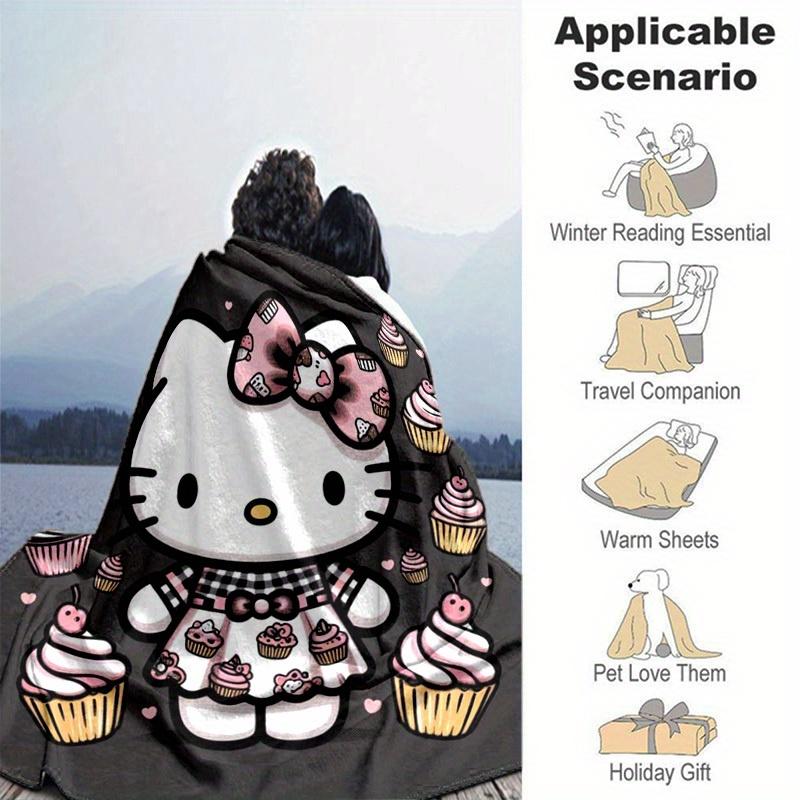 1шт. Плед с принтом кексов Hello Kitty - Милый домашний декор, Плед для офиса, Подарок для улицыZ0411215