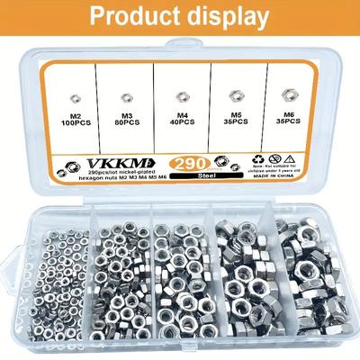 290 шт. M2 M3 M4 M5 M6 никелированные шестигранные болты гайки подходят для автомобилей, грузовиков, велосипедов, инженерной техники и других областей