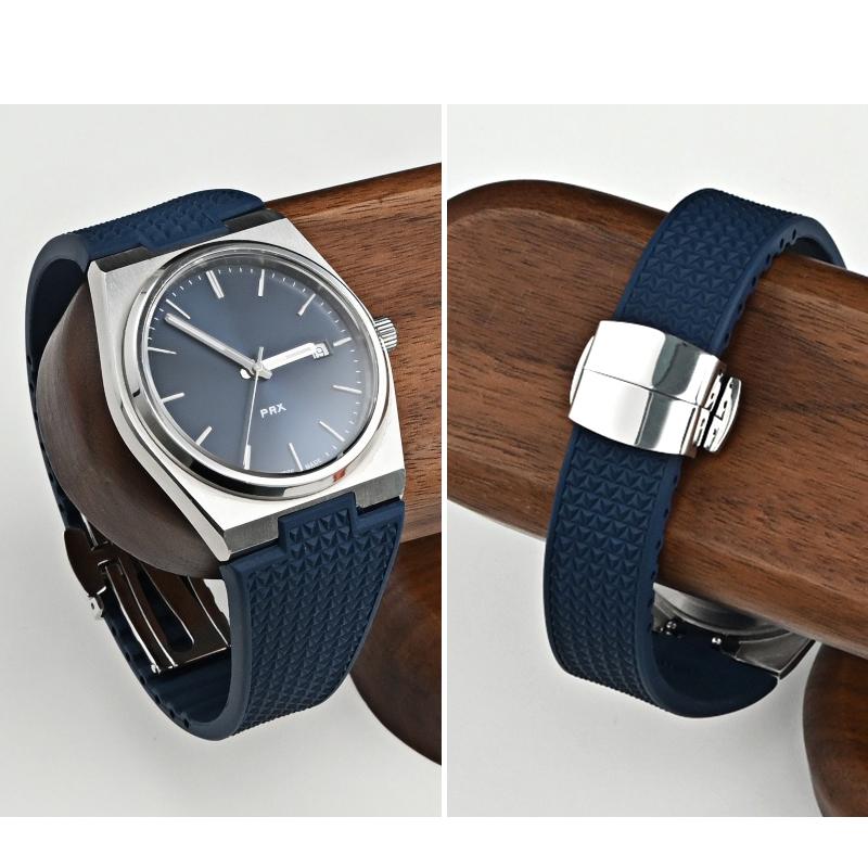 Для часов Tissot PRX T137 FKM 11 мм 12 мм мужской женский ремешок для часов браслет из фторкаучука с быстросъемной раскладывающейся застежкой ремешок на запястье