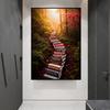 Magic Book Staircase Canvas Painting Autumn Forest Posters and Prints Wall Art for Living Room Office Decor No Frame