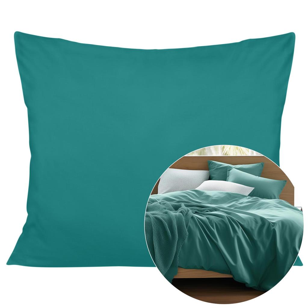 Pillowcase 50x70 cotton satin, dark turquoise, smooth