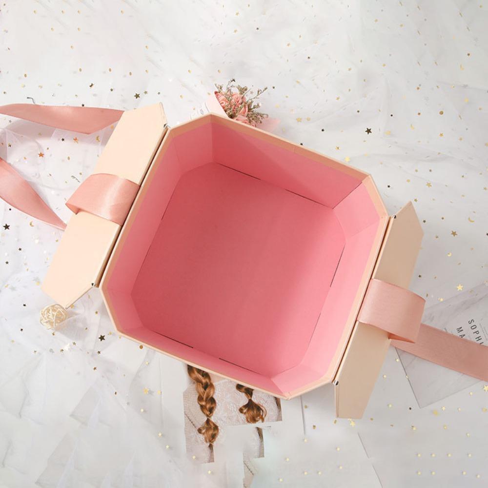 1 шт. Подарочные коробки с двойными крышками для подарков Восьмиугольная подарочная коробка Коробки для сладостей с лентой Коробки для подарков на вечеринку Складная упаковочная коробка Подарочная упаковка с предложением