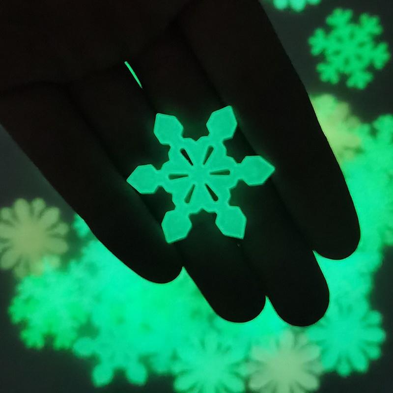 1 Set 50pcs Luminous Snowflake Wall Stickers Kids Room Christmas New Year Home Decor