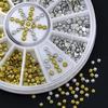 2mm Acrylic  Silver Studs Nail Art Stickers DIY Manicure Tips Rhinestone Decor Wheel