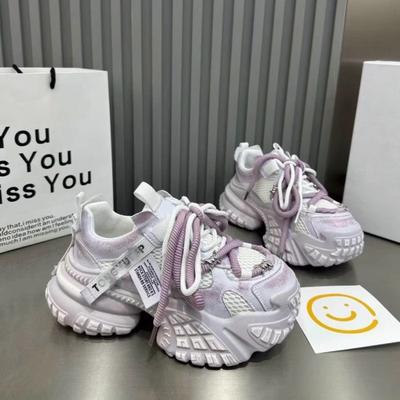 Папины кроссовки женские инс супер огонь толстая подошва маффин ремешки тяжелая промышленность заклепки маленькие белые туфли повседневная обувь спортивная обувь 6 см женская обувь