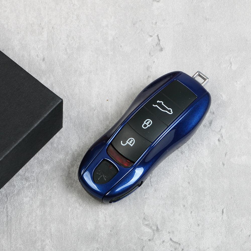 For Porsche Gentian Blue Key Case Cayenne Macan911 Paramela 718/Taycan Blue