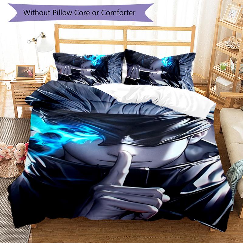 3pcs Gojo Satoru (2) Design Cover Set - HD Printed Bedding with 1 Cover and 2 Pillowcases - Perfect for Home and Dorm Decor
