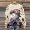 Women's Fashion Christmas Printed Long Sleeve Loose Round Neck Sweatshirt Top