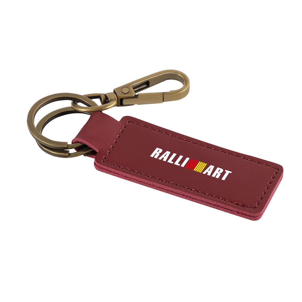 cwvc7 1pcs Metal Leather Keychain Ring Zinc Alloy Chain Key For Mitsubishi Lancer 10 Xpander Pajero 4 Montero V73 Triton Evolution Evo