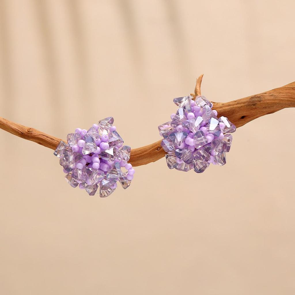 Hydrangea Crystal Beaded Dangle Earrings - Skin-Brightening, Light Luxury Jewelry for Women, 2025 Niche Design