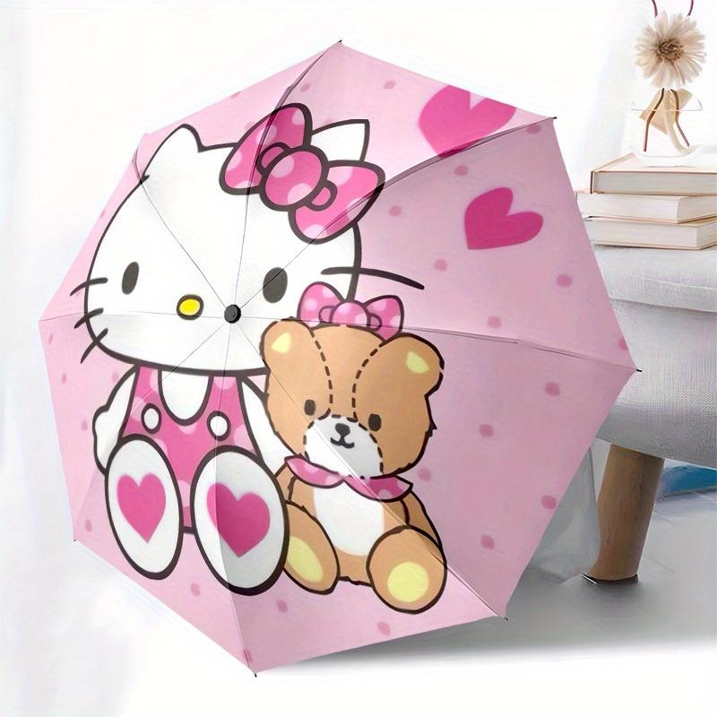 1pc Hello Kitty with Teddy Bear Umbrella with Plastic Handle,Suitable for All Seasons Home Travel Outdoor UmbrellaSanlio433