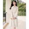 Sishui Nianhua Women's Elegant Long-Sleeve Midi Shirt Dress